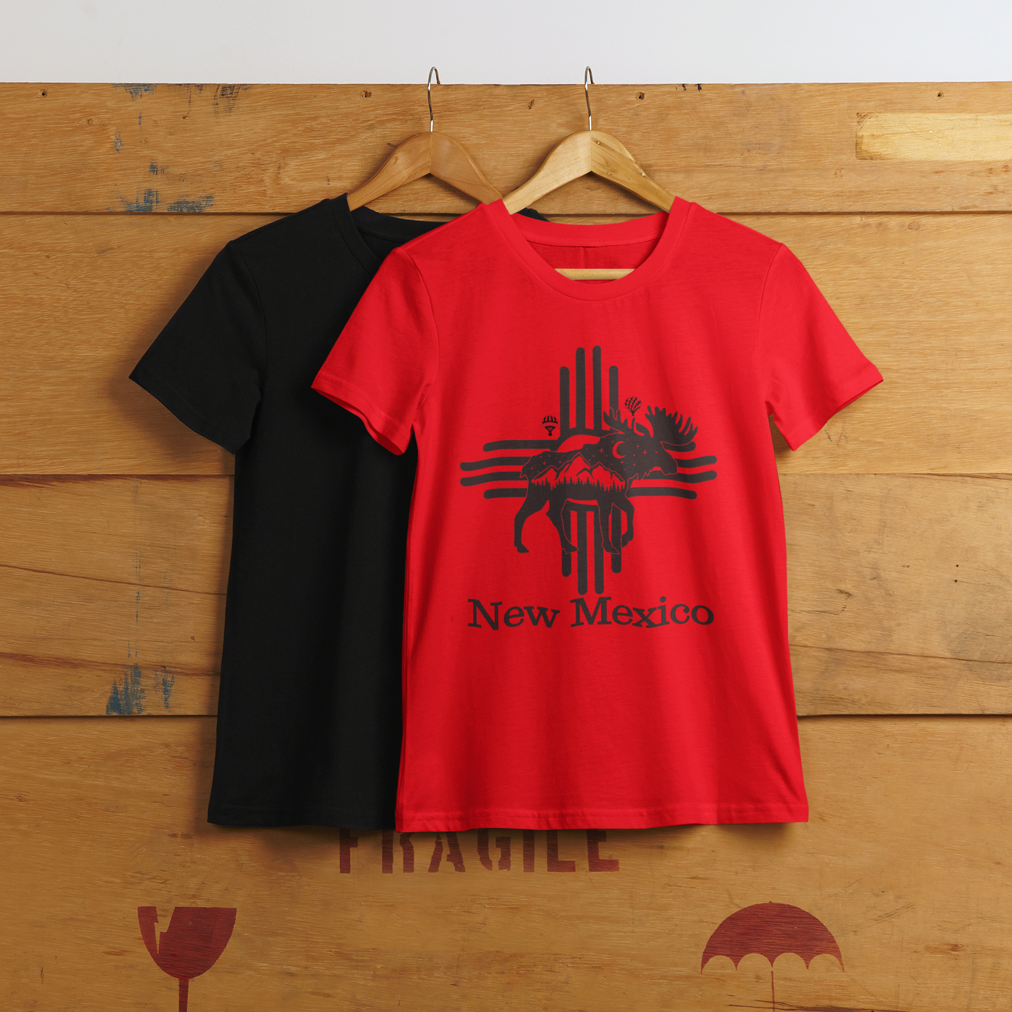 Short sleeve Marty Moose Zia with Hot air Balloons T-Shirt