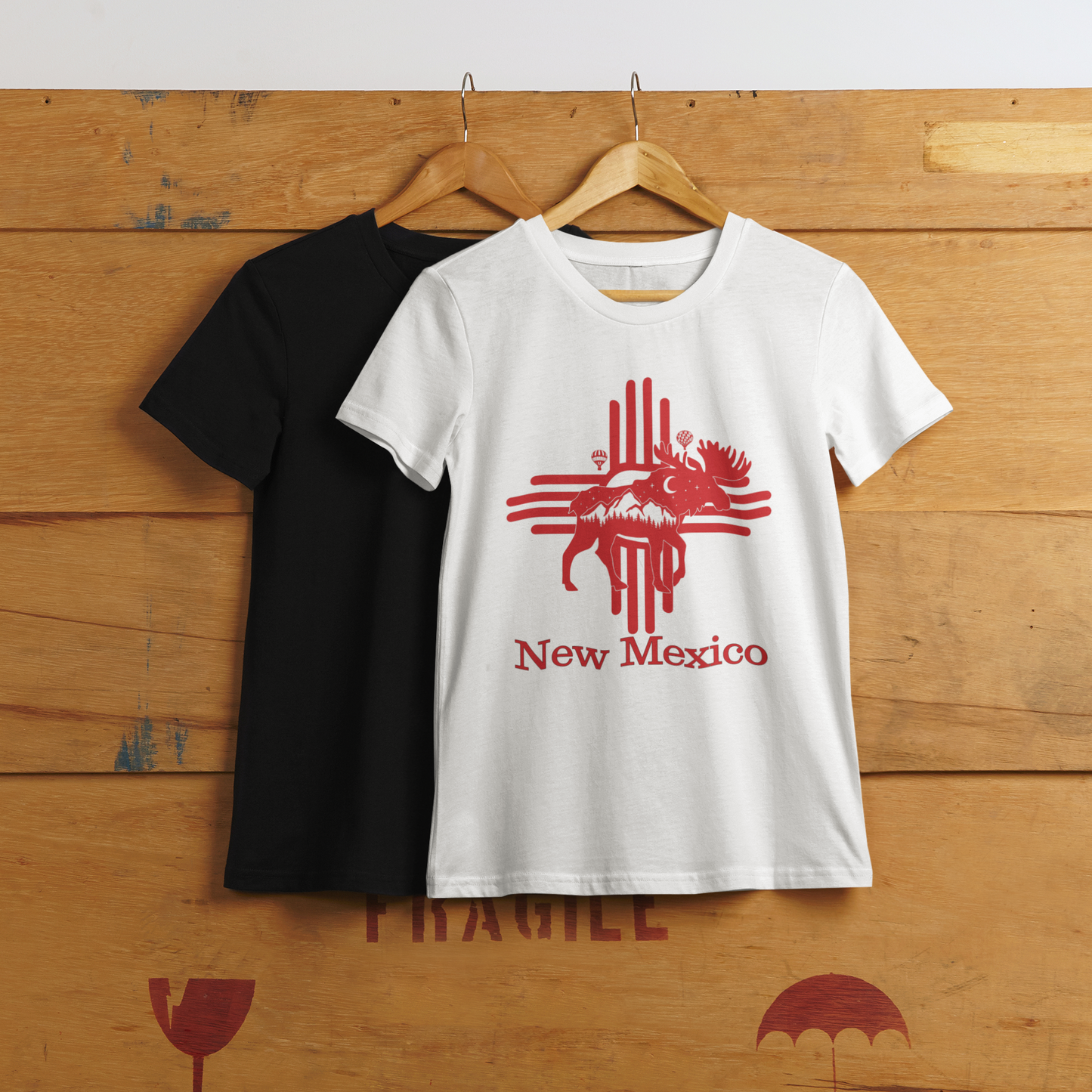 Short sleeve Marty Moose Zia with Hot air Balloons T-Shirt