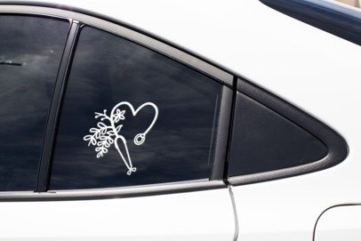Floral Stethoscope Car Decal